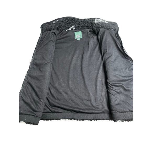 Wild Fable High Neck Long Sleeve Black & White Butterflies Fuzzy Coat Zip Up - Picture 3 of 7